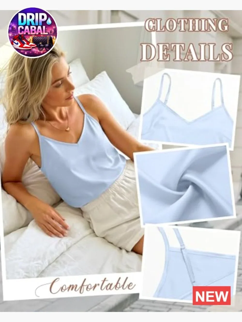 3 Pack Silk Satin Camisoles V Neck Adjustable Spaghetti Strap Tank Tops